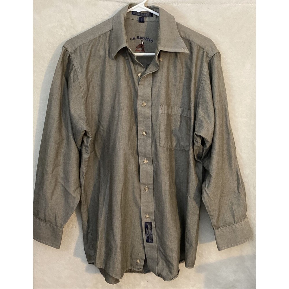 G.H. Bass & Co. Button Front Shirt Size 15 1/2 32/33 100% Cotton Long Sleeve